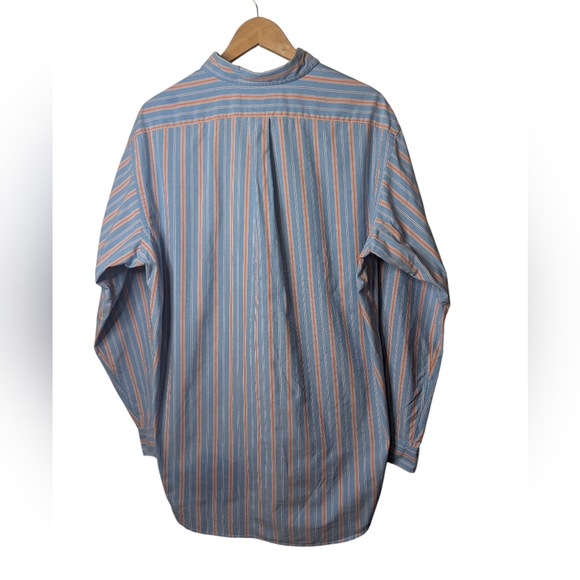 Ralph Lauren Men’s L Classic Fit Blue Orange Striped Cotton Button Down Shirt - Picture 4 of 11